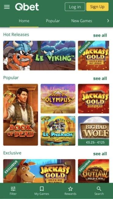 Qbet Casino app skärmdump